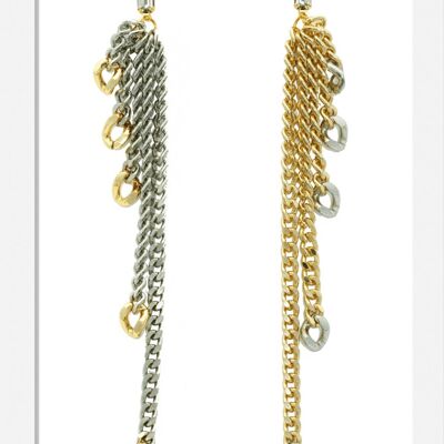 Statement Chain Earrings -  Bicolor Gold & Silver - SWITCH