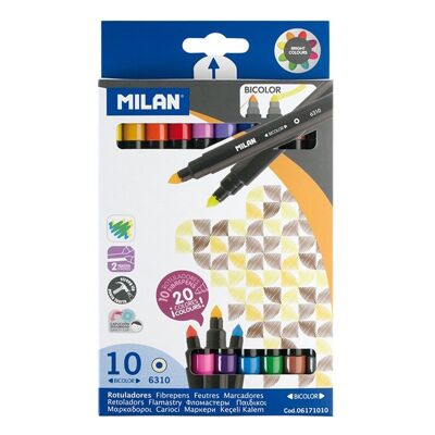 Milan // 10 Water-Based Bicolor Fibrepens