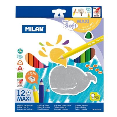 Milan // 12-pack Maxi Super Soft Coloured Pencils