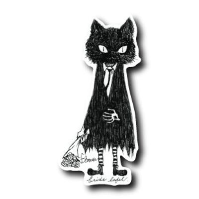 B-Side Label Sticker - Evil Cat man in cloak