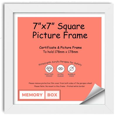 Wrapped MDF Picture/Photo/Poster INSTAGRAM SQUARE frame with Perspex Sheet - Moulding 20mm Wide and 15mm Deep - (17.8 x 17.8cm) White 7" x 7"