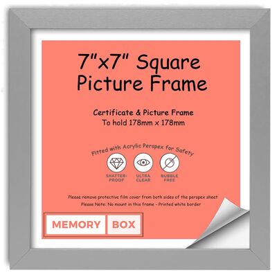 Wrapped MDF Picture/Photo/Poster INSTAGRAM SQUARE frame with Perspex Sheet - Moulding 20mm Wide and 15mm Deep - (17.8 x 17.8cm) Silver 7" x 7"
