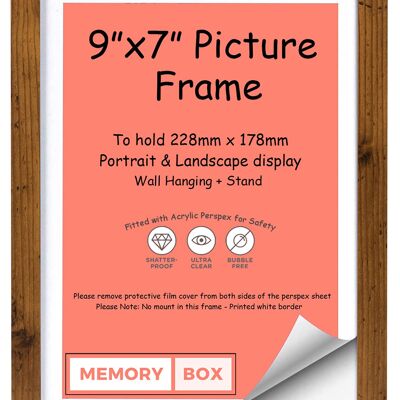 Wrapped MDF Picture/Photo/Poster frame with Perspex Sheet - Moulding 20mm Wide and 15mm Deep - (22.8 x 17.8cm) Rustic 9" x 7"
