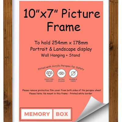 Wrapped MDF Picture/Photo/Poster frame with Perspex Sheet - Moulding 20mm Wide and 15mm Deep - (25.4 x 17.8cm) Rustic 10" x 7"