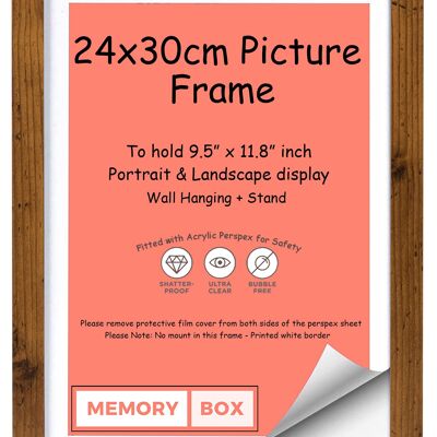 Wrapped MDF Picture/Photo/Poster frame with Perspex Sheet - Moulding 20mm Wide and 15mm Deep - (24 x 30cm) Rustic 9.5" x 11.8"
