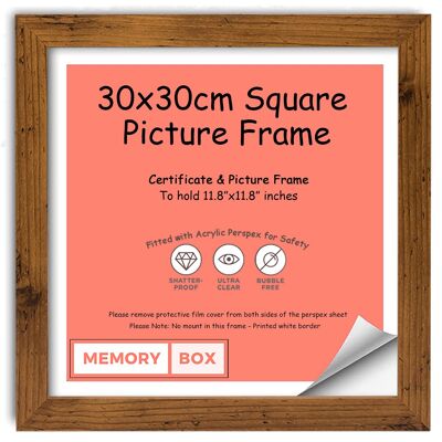 Wrapped MDF Picture/Photo/Poster frame with Perspex Sheet - Moulding 20mm Wide and 15mm Deep - (30 x 30cm) Rustic 11.8" x 11.8"
