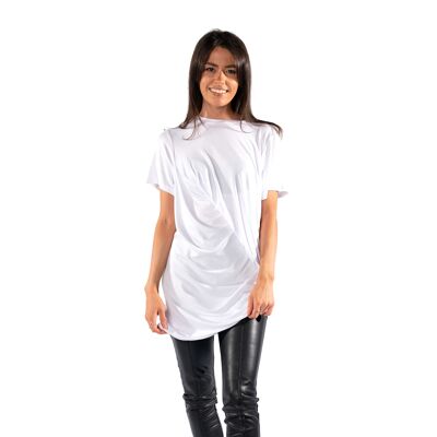Twisted T-Shirt Kleid - Weiß