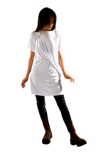 Robe T-shirt Torsadée - Blanc 3