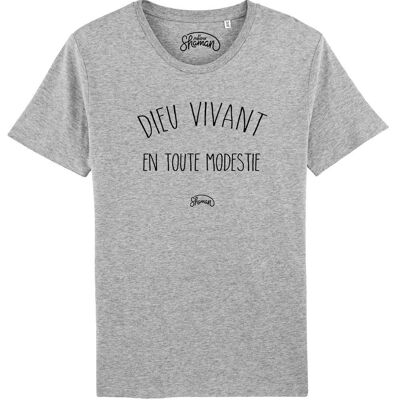 DIEU VIVANT - Tee-shirt gris chiné