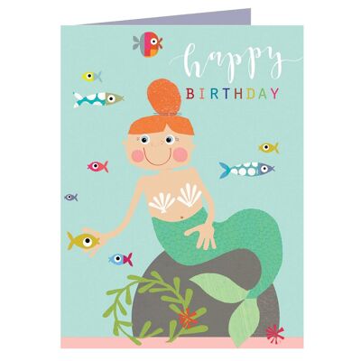 KTG03 Mini Glittery Mermaid Birthday Card