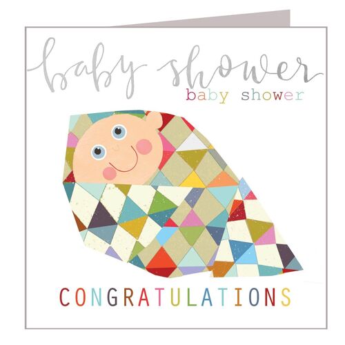 NB06 Baby Shower Card with Silver Foiling
