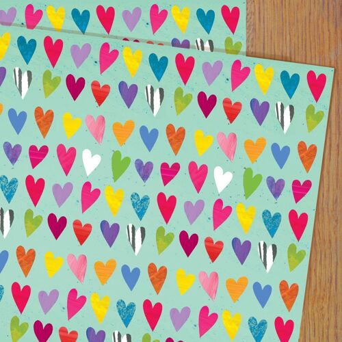 WP32 Coloured Hearts Wrapping Paper