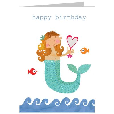 TB04 Mermaid Happy Birthday Card