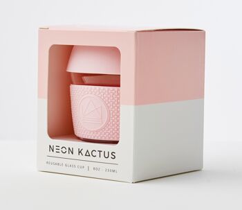 Tasses à café en verre réutilisables Neon Kactus 8oz - Flamant rose 4