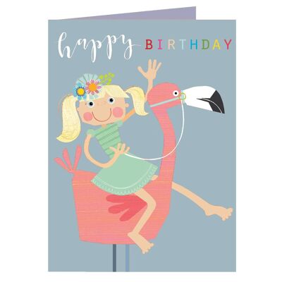KTG04 Mini tarjeta de cumpleaños con flamenco brillante