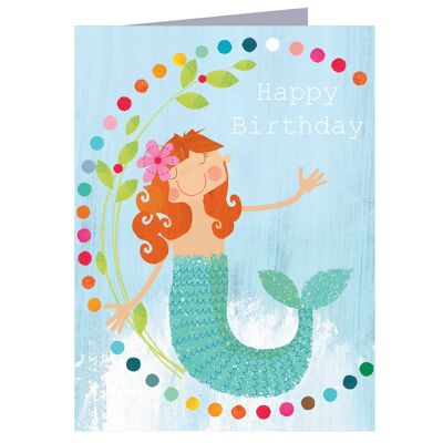 KTW25 Mini Mermaid Happy Birthday Card