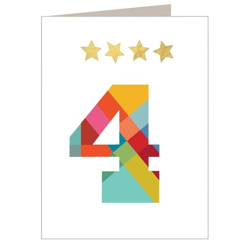 KTW04 Mini Gold Star Number Four Card