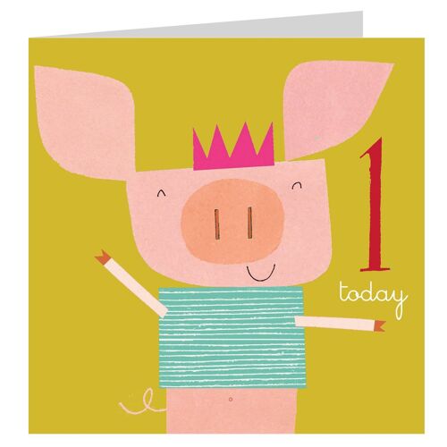 AC07 Piglet 1st Birthday Card