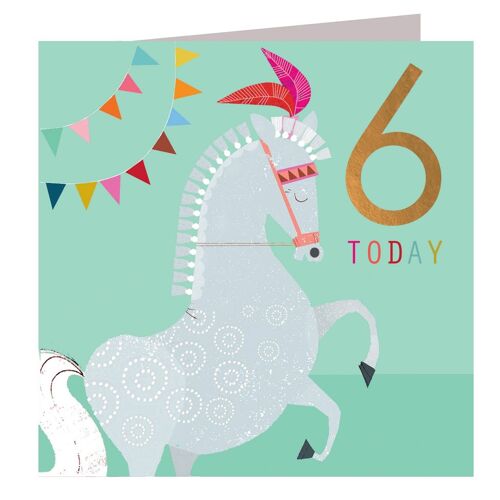 CP12 Copper Foiled Horse 6th Birthday Card