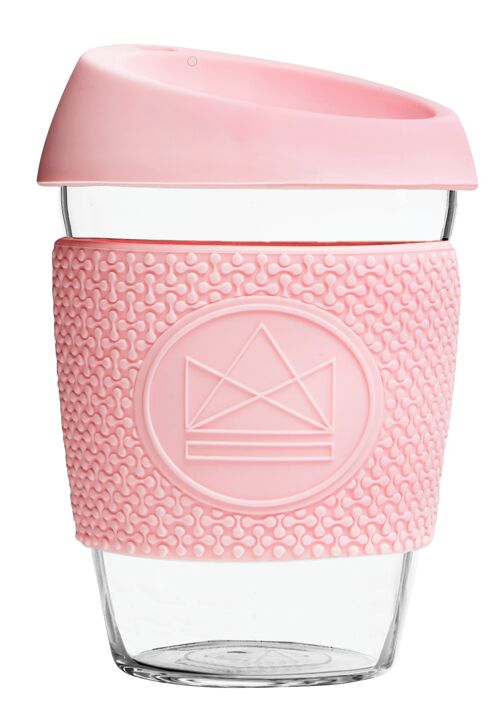 Neon Kactus Reusable Glass Coffee Cups 12oz- Pink Flamingo