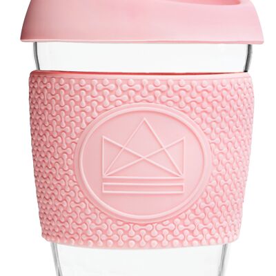 Neon Kactus Reusable Glass Coffee Cups 12oz- Pink Flamingo