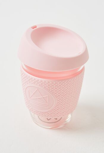 Tasses à café en verre réutilisables Neon Kactus 12 oz - Flamant rose 3