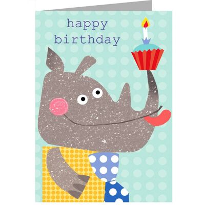 Biglietto di compleanno per rinoceronte ZOS15