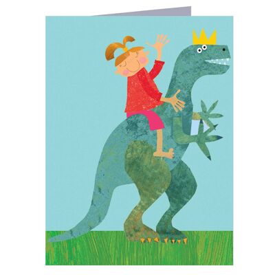 KTW45 Mini Girl en una tarjeta de dinosaurio