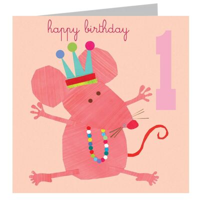JA06 Mouse 1st Birthday Card