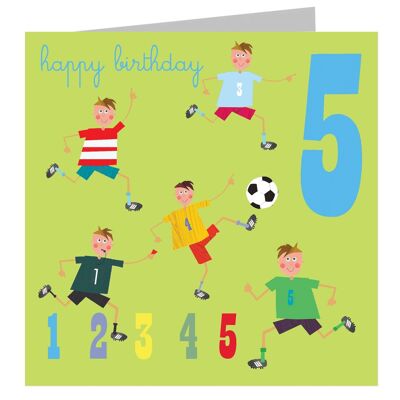 JA05 Five Footballers 5th Birthday Card