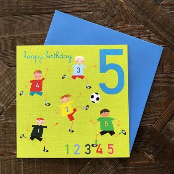 JA05 Carte de 5e anniversaire de cinq footballeurs 2