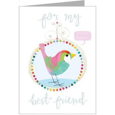 Tarjeta FF07 Bird Best Friend con lámina plateada