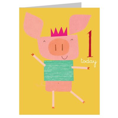 Carte d'anniversaire AW07 Mini Porcelet 1er