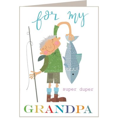 Tarjeta de felicitación del abuelo de pesca BY14