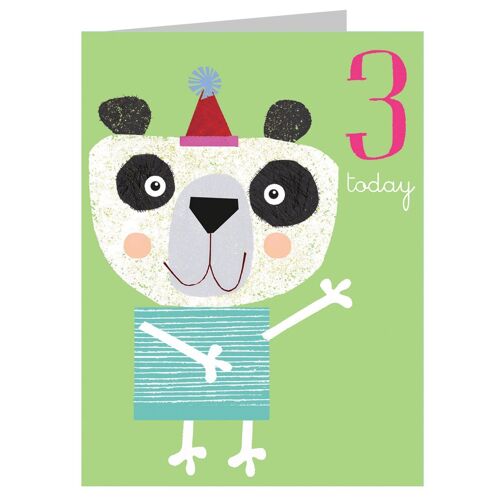 AW09 Mini Panda 3rd Birthday Card
