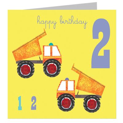 JA02 Two Trucks 2nd Birthday Card