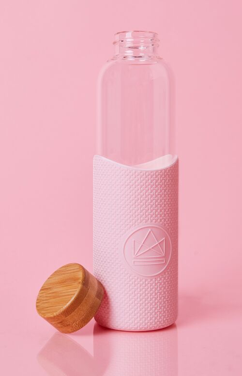 Neon Kactus Reusable Glass Bottle 550ml - Pink Flamingo