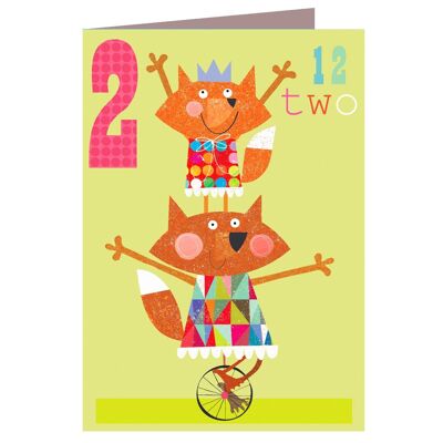 MM10 Two Foxes 2nd Birthday Card