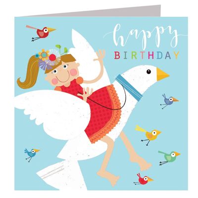 LS05 Glittery Dove Riding Birthday Card