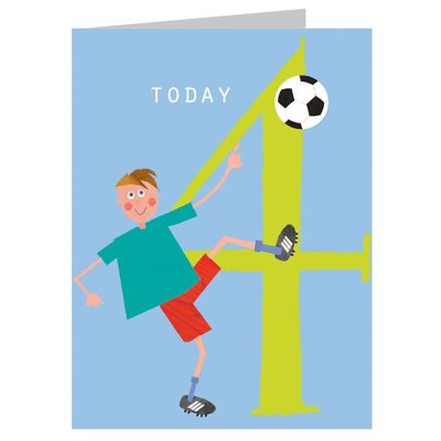 NTW04 Mini-Geburtstagskarte zum 4. Geburtstag mit Fußball-Superstar