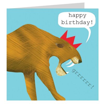 DN07 Sabre Tooth Tiger Birthday Card