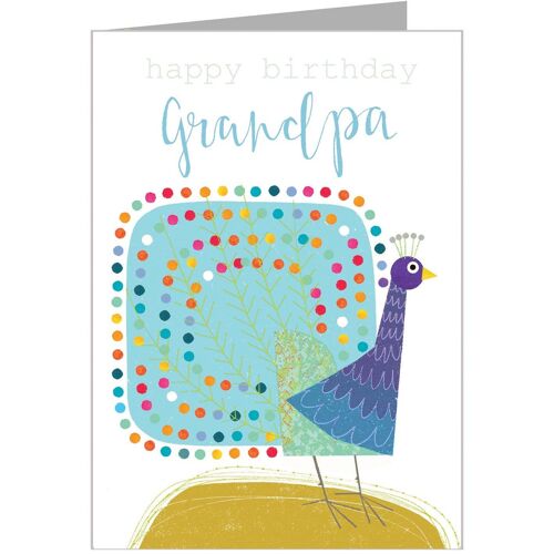 FF05 Peacock Grandpa Card with Silver Foiling