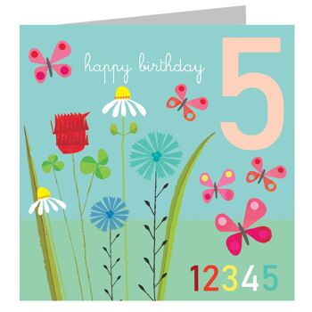 Carte d'anniversaire JA10 Cinq papillons 1