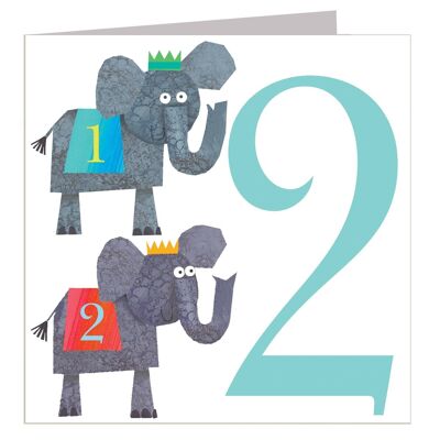 Z2 Two Elephants Birthday Card