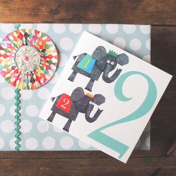 Carte d'anniversaire Z2 deux éléphants 2