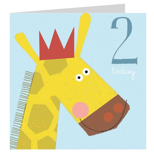 AC02 Giraffe 2nd Birthday Card