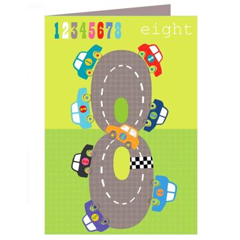 Carte d'anniversaire MM08 Eight Cars 8e 1