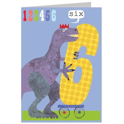 Tarjeta de cumpleaños número 6 del dinosaurio MM06