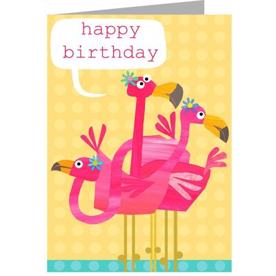ZOS12 Flamingoes Birthday Card