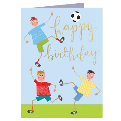 KTW24 Mini carte de joyeux anniversaire de football avec feuille d'or